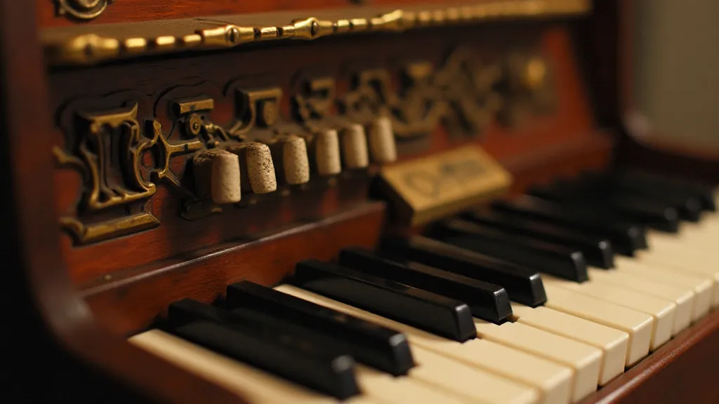 Antique accordion's internal mechanism