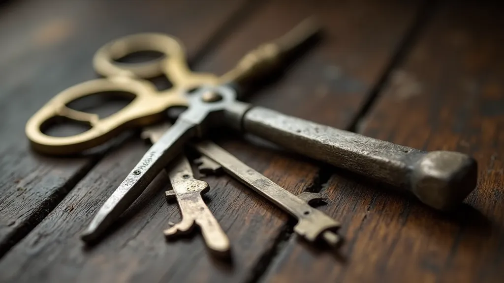 Antique lock picking tool kit