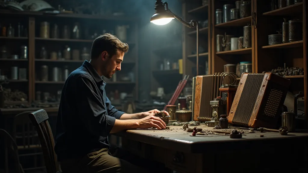 A workbench with locks and accordions